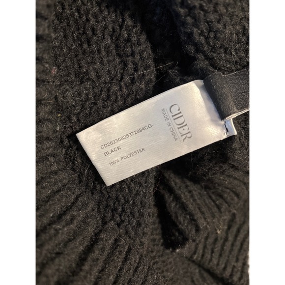 Cider Black Chunky Crochet Flower Applique Knit Cardigan Sweater Womens Large - Picture 5 of 5